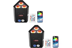 Rtktoup 2PCS 3 * 18W Akku LED Par Licht, RGBW+UV 6 In 1 Wiederaufladbarer Bühnenstrahler, Disco Partylicht mit Infrarot Fernbedienung/2,4 GHz Wireless/APP, geeignet für Bühnen Festivals Party Club