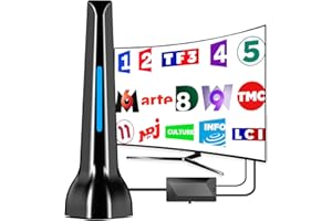 DGUPSP Antenne TV Intérieure Puissante TNT HD, Antenne TV Intérieur avec Amplificateur de Signal à Gain Élevé, Réception Longue Portée à 360°, Convient aux 1080P 4K VHF UHF Chaînes Télévision Gratuites