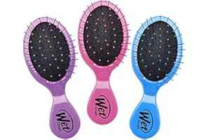 Wet Brush Multi-Pack Squirt Detangler Hair Brush with Soft IntelliFlex Bristles, Perfect Hair Brush for Men, Women and Kids, Mini Travel Detangler - Pack of 3 (Pink, Purple, Blue)