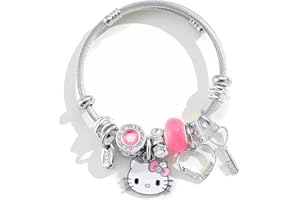 Tiuainta Hello Cat Bracelet Necklace Earrings Girls Cartoon Friendship Bracelet Jewellery Gift Set for Birthday Party