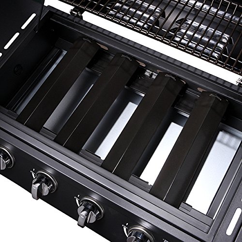 TAINO® Gasgrill BBQ Grillwagen 4 Edelstahl-Brenner 1 Seitenkocher Gas-Grill TÜV Farbe Schwarz (4+1) - 6