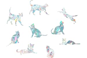 GORGECRAFT GORGRCRAFT Adhesivos para Ventana De Gato De 9 Estilos, Adhesivos Estáticos De Vidrio Arcoíris, Calcomanías De Alerta para Ventanas, Decoraciones para Atrapasueños, Vinilo Prismático No Adhesivo