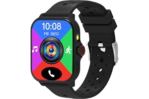 UAETECH Smart Watch with Bluetooth Call - Fitness Tracker with Heart Rate & Step Counter, Custom Watch Faces, Multi-Sport Modes, for Kids Men and Women (black)
