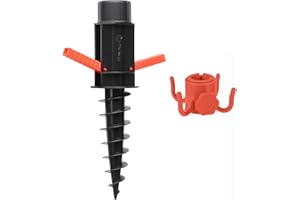 Sekey Beach Umbrella Sand Anchor, Umbrella Groud Spike with Hanging Hook, Umbrella Screw Holder Stand for 22-32mm Pole,Black