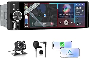 Hexinex Autoradio 1 DIN Écran Tactile HD 6,36", CarPlay & Android Auto sans Fil, Bluetooth 5.0, FM, USB Type-C, Commande Vocale, Caméra de Recul