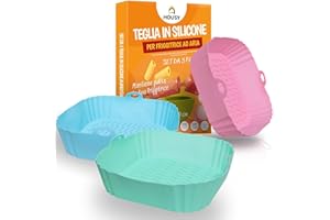 HOUSY 3 Teglie Quadrate per Friggitrice ad Aria - Accessori in Silicone - Contenitori per Cestello 20x20cm (20x20cm Quadrate)