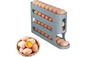 Ruayia Eier Aufbewahrung für 30 Eier 4 Stöckiges Eierhalter Kühlschrank Automatisch Rollender Eierspender kühlschrank Große kapazität Stapelbarer - Grau