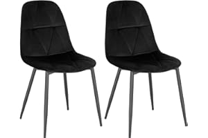 Lestarain Zestaw 2 krzeseł do jadalni, krzesło kuchenne z aksamitnym metalowym krzesłem tapicerowanym, ergonomiczne krzesło do stołu jadalnego, czarny LCNI109004-2