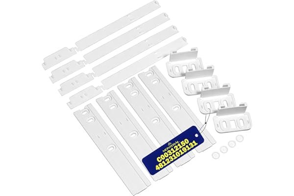 4 Kit Glissiere Porte du Frigo Congelateur Encastrable avec le Code Original C00312150 pour Indesit pour Ariston 481231019131 484000000857 pour Whirlpool - Garantie de 10 Ans - MONTERAL