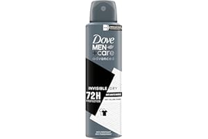 Dove Dove Men + Care Invisible Dry Spray Advanced Care, Déodorant Homme avec 1/4 de crème hydratante, formule hydratante et anti-taches, protection jusqu'à 72 heures, 150 ml