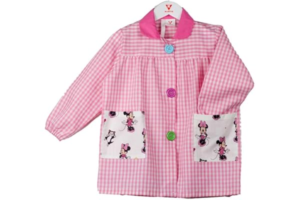KLOTTZ Tablier Blouse Minnie pour Enfants à Carreaux. Puor l'école e travaux manuels.