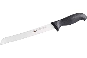 Paderno 18028-25 Coltello Pane, Manico Nero, Acciaio Ice Hardening, 25 cm