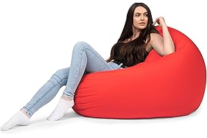 chilly pilley Fauteuil Pouf Coussin De Sol avec Remplissage Eps Pouf Géant Pouf Intérieur Et Extérieur Imperméable Multifonctionnel pour Enfants Et Adultes Nombreuses Couleurs (Rouge, Ø 100 cm)