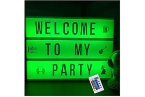 ENUOLI 16 Color Changing A4 Cinematic Light Box with 249 Letters 6*AA Battery/USB Operated LED Light Sign Box with Remote Control Cinematic Letter Box Light up Message Board for Christmas Party Decor