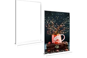 DUTWROY Acrylic Sign Holder 2 Pack A4 Double Sided Clear Display Stands T-Shaped Poster Menu Holder Upright Ad Frame for Hotel Restaurant Conference Company Reception
