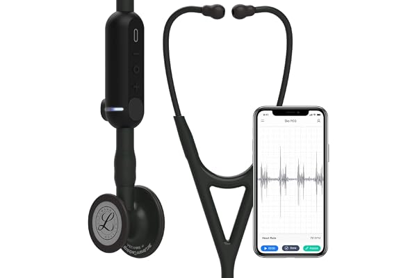 3M Littmann Stéthoscope numérique CORE, tubulure noire, Black Edition, 69 cm, 8490