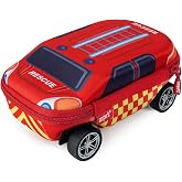 ZIPIT Pencil Case Fire Truck for Children, Wheels, Red | Hard Pencil Case with Real Rolling Wheels, Inner Mesh Pocket, Holds