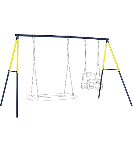 Portique Balançoire 2 En 1 GOPLUS Métal Noir 300kg - Support Hamac Extérieur Jardin
