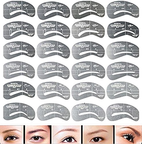 24 Stück Augenbrauen Schablone, Eyebrows Grooming Stencil Kit , Augenbraue Pflege Gestaltung Vorlage, CIDBEST® Make-up Schönheit Werkzeug , Shaping Vorlagen DIY Tools, Augenbrauen Form Schablonen Stencil Template - 4