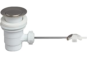 Wirquin 30723221 Bonde de lavabo en plastique à fermeture à tirette, blanc et chromé