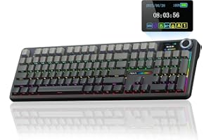 AULA F108 PRO Mechanical Gaming Keyboard with Screen & Knob,Wireless Creamy Keyboard with 8000mAh Battery,Pre-lubed Switches,Side Printed PBT Keycaps,RGB Backlit Hot Swappable Custom Keyboards
