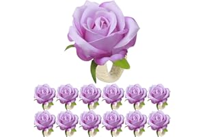 HuaLiSiJi Rond Serviette de Table Fleurs 12 Pièces Rond de Serviette Mariage Rouge, pour Le Banquet de Mariage décoration de dîner de Pâques de Noël (Violet)