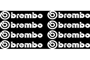 STICKERLOVESHOP Bremssattel Aufkleber passend für Brembo 8 Stück Hitzebeständig Performance Tuning Auto Aufkleber JDM Sticker Brake Caliper Decals passend für alle Fahrzeuge (Weiß)