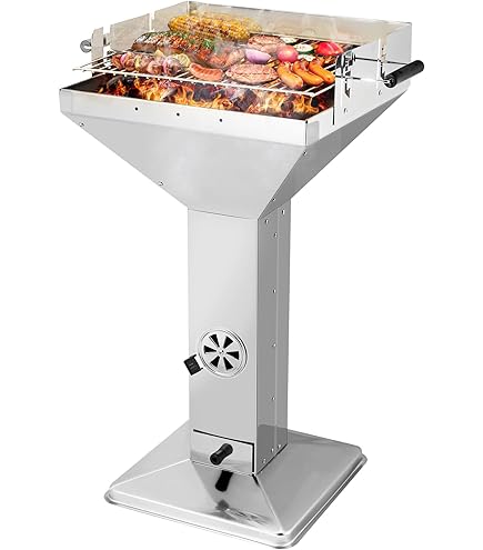 ACTIVA Ibiza Houtskoolgrill, premium houtskoolgrill van roestvrij staal met hoogwaardig en verchroomd grillrooster, robuuste kolengrill voor een unieke barbecue-ervaring, incl. warmhoudrooster
