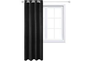 MAXIJIN Velours Rideaux Occultants Épais Isolation Thermique Fenêtre Rideaux & Rideaux Doux Rideaux Obscurcissants 1 Panneau pour Chambre, Salon (1x L 140 X H 240CM, Noir)