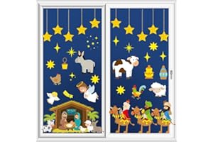 O-KINEE Reyes Magos Pegatinas de Ventanas Decoración - 9 Hojas para Navidad, Cristal, Pared, Puerta y Casa