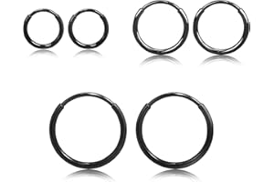 Limerencia Orecchini a Cerchio per Donna Uomo Bambina, 8-12 mm Orecchini in Titanio con Zircone Cubica, Medico Anallergici Orecchini per Orecchie Sensibili