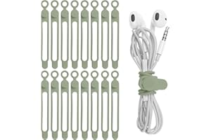 Nearockle Silikonowe paski kablowe, organizer na przewody, do wiązania słuchawek, ładowarki telefonu, kabli komputerowych, opasek kablowych wielokrotnego użytku, organizer na sznurki do domu, biura,