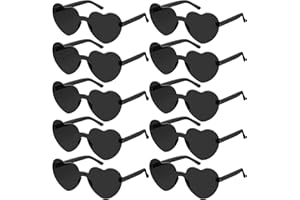 SelfTek Heart Glasses - 10 Pcs Rimless Love Heart Shaped Sunglasses Colored Party Glasses Multipack Colorful Fashion Funky Eyewear for Women Men