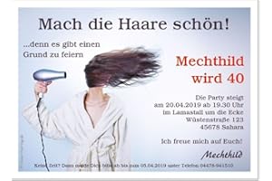 ‎UNSER-FESTTAG 20 Einladungskarten z.B. für eine bestandene Prüfung, Geburtstag, Silvesterparty uvm. Ihr Text wird eingedruckt