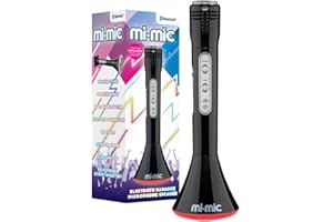 Mi-Mic Kids Karaoke Microphone | Wireless Speaker with Wireless Bluetooth and LED Lights Microphone for Kids, Black