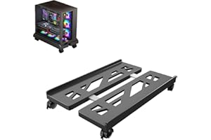 STOUCLA Soporte de Escritorio para Ordenador,Soporte de Ordenador de Torre de PC, Soporte Universal para CPU de Cuatro Ruedas, Carrito de CPU Debajo del Escritorio,Color Negro