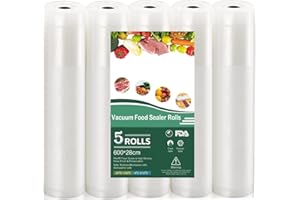 CAREXULT Vakuumrollen 5 Rollen 28x600cm, Wiederverwendbar BPA-frei Vakumierfolienrollen für Vakuumierer & Lebensmittel Vakuumiergerät, für Vakuumierer und Folienschweißgeräte Geeignet