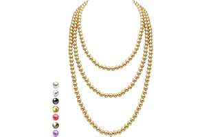 Halukakah 1920er Jahre Lange Perlenhalskette für Frauen - Exquisite Natürliche Zuchtperlen - Luxuriöser 8mm Strang mit Zeitloser Eleganz - Länge 150cm/180cm - Perfekt für Besondere Anlässe