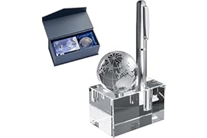 Luxe pour le Gestionnaire – massif porte-stylo en verre avec globe Idée Cadeau de noTrash2003