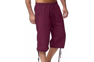 BASTWAHL 2025 Short Lin et Bermuda Homme 3/4 Long D'Été Pantacourt Coton, pour La Plage, Le Yoga, Le Jogging, Pantalon Taille Elastique Décontracté