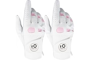 FINGER TEN Gants De Golf Femme Main Gauche Droite en Cuir Cabretta Marqueur De Balle， Gant Durable Confortable Doux Taille S M L XL