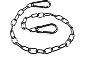 LACHT Cadenas de acero inoxidable, 0,6 m,Cadena de acero negro, cadena de eslabones con mosquetón, cadena de acero inoxidable, cadena de acero inoxidable, cadena de acero inoxidable para puertas de vallas