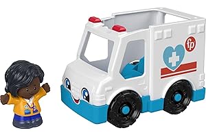 Fisher-Price Little People Ambulance, push-along vehicle with EMT figure for toddlers and preschool kids ages 1 to 5 years