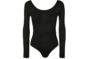 FASHION 7STAR New Ladies Stretch Bodysuit Long Sleeve Top Womens Leotard Scoop Neck Gymnastic Dance Leotard Top 8-14