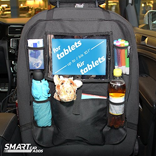 Rücksitz Organizer Kinder | Rückenlehenschutz | Kick mat mit praktischen Rücksitztaschen inklusive Tablet Halterung - 5