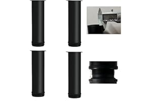MIEGUIWOR 4 Piezas Patas para Muebles de Acero Inoxidable Anticorrosión, Patas Regulables para Muebles (0-15mm) para TV, Baño, Cocina, Escritorio（Negro,12cm）