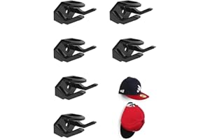 Diyxisk Porte-casquette Autocollante, Lot De 6 Casquettes Support Noir, Porte-chapeaux Muraux Sans Perçage, Fixation Solide, Convient Pour Le Rangement Des Lunettes De Soleil.