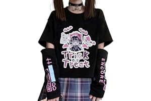 YINGKE Damen Anime Manga Sweatshirt Kawaii Mädchen Gótica Y2K E-Girl Japanischen Harajuku T-Shirt