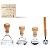 Plantvibes Ravioli-Ausstecher im 4er-Set, 3 wunderschöne Ravioli-Former mit Holzgriff, Ravioli-Stempel und Raviolischneider