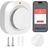 Wi-Fi Smoke Detector with 10 Year Battery, Smoke Detector with App, Smoke Detector with Magnetic Mount and Screws, 1 Piece
